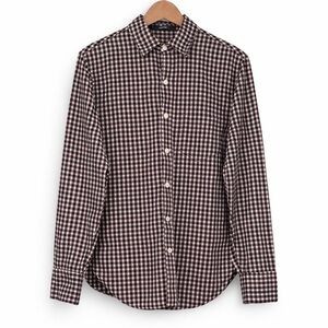 Levi’s Plaid Button Down Shirt Mens Medium Navy Burgundy 100% Cotton Long Sleeve